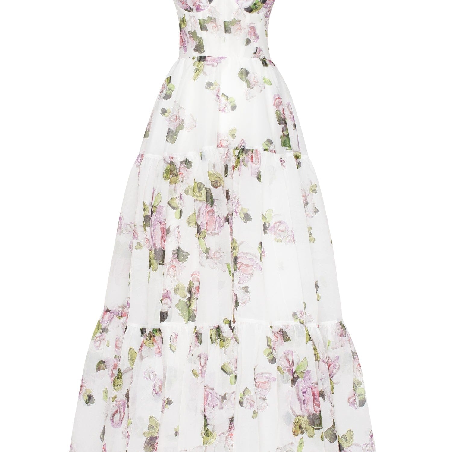 Apple Blossom Tender floral maxi tie-strap dress