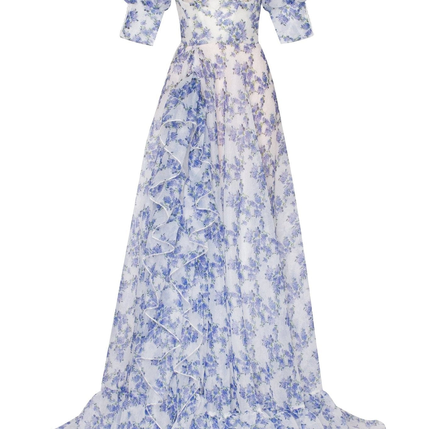 Blue Hydrangea maxi princess dress